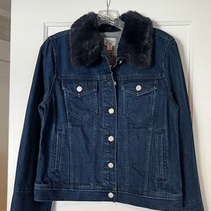 J. Crew Denim Jacket w/ Blue Faux Fur